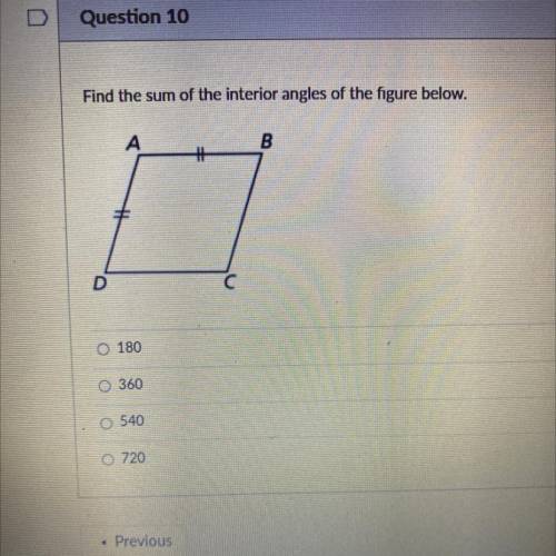 Please I need help.
Find the sum of the interior angles of the figure below.