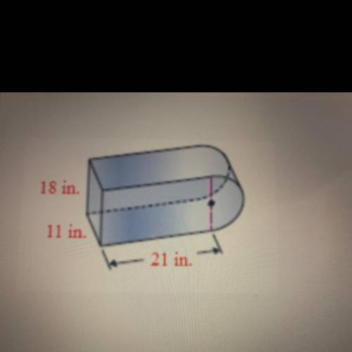 Find the volume of the composite solid to the nearest whole number.

11.
18 in.
11 in.
21 in.