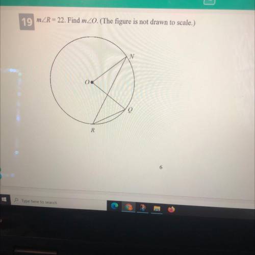 Find angle O if angle R is 22