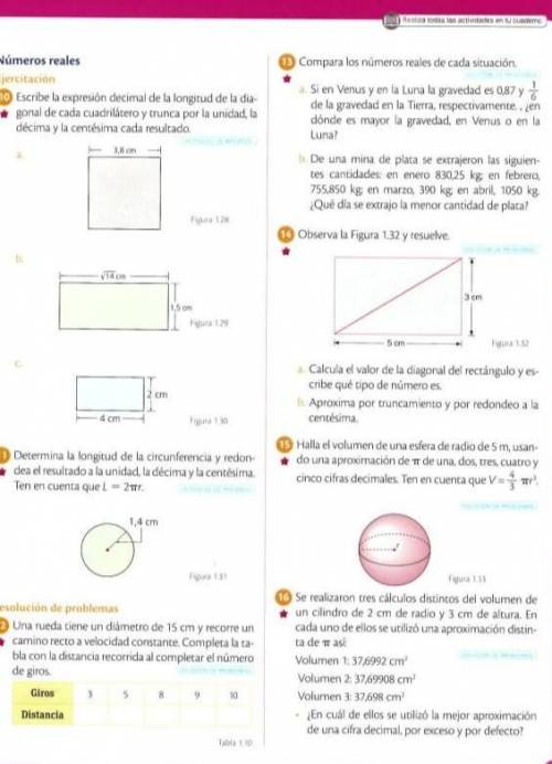 Escrine la eaprecion decimal de la longitud de la digonal em cada cuadrilatero figura 1'28