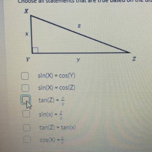 Choose all statements that are true based on the diagram pictured below.