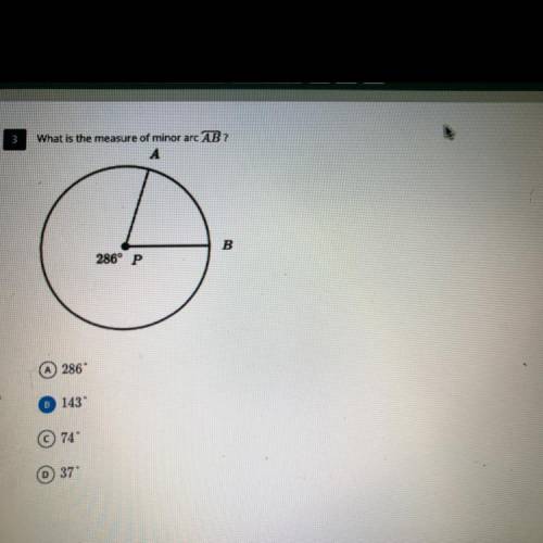 What is the measure of minor arc AB?