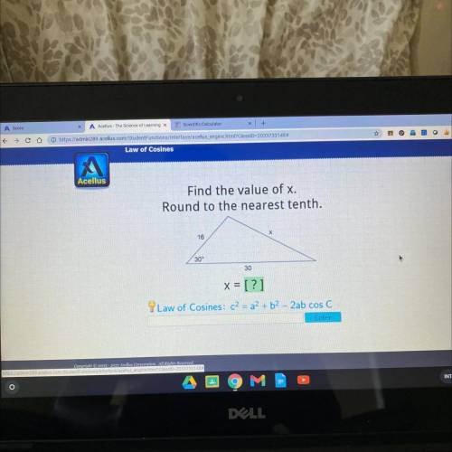 Find the value of x. Round to the nearest tenth.