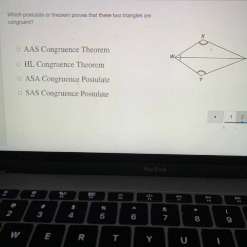 Which postulate or theorem proves that these two triangles are

congruent?
•AAS Congruence Theorem