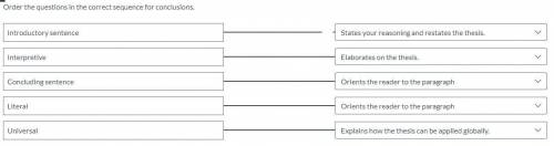 Order the questions in the correct sequence for conclusions.