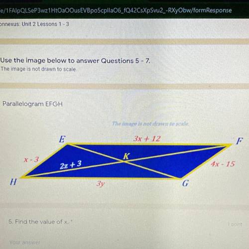 Use the image below to answer questions 5-7

5. find the value of x
6. find the value of y
7. if H