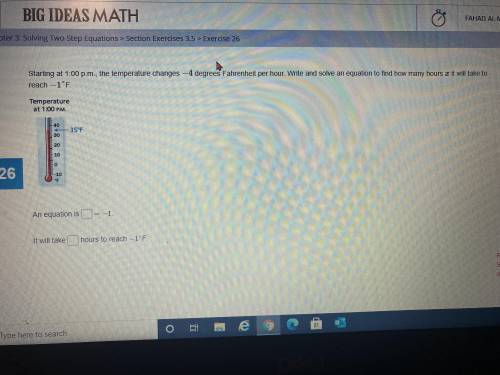 Plz help ASAP 
Questions: an equation is _ =-1
Questions: it will take _ hours to reach-1°F.