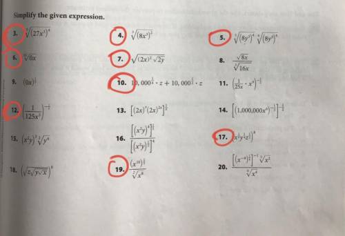 Do all the ones circled in red. Please give a step-by-step solution. If you’re here just to mock me