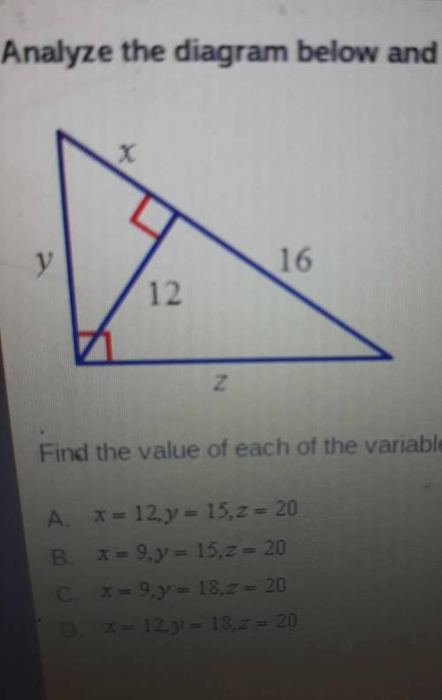 Find the value of each of the variables​