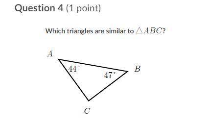 Please Help!
Which Triangles are similar and why?