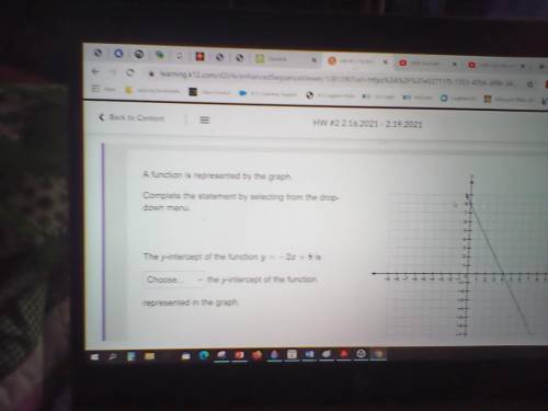 A function is represented by the graph. The y intercept of the function y=-2x+8 is what to the