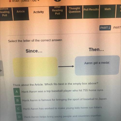 Think about the Article Which fits best in the empty box above?
Another homer for Aaron