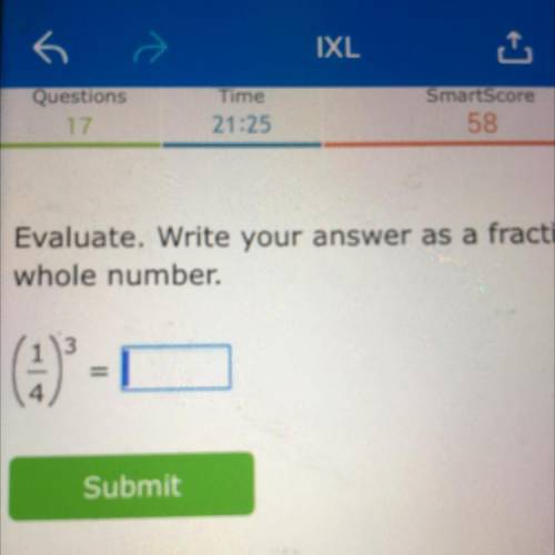 What is 1/4 exponent 3 equal to in fraction form. Help as soon as possible plz