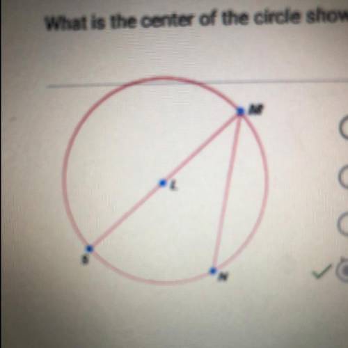 What is the center of the circle shown below?

ma
A. SI
B. MN
C. N. D. 2