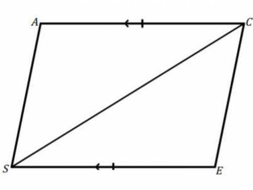 Given AC//SE & AC = SE, prove Triangle ACS = Triangle ESC. Either write a two column or paragra