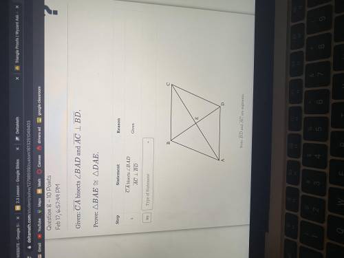 Someone please help me with this triangle proof question

Given: 
CA bisects ∠BAD
AC⊥BD
Prove: 
△B