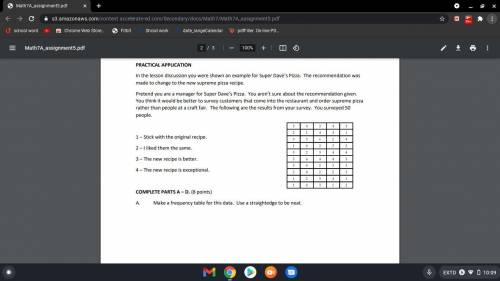 Make a line plot from the data in part A.

C. Write at least two sentences on what your survey sho