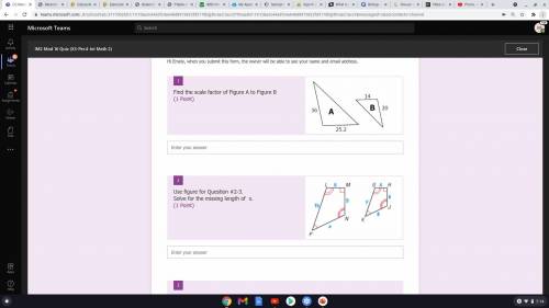 1)Find the scale factor of Figure A to Figure B.
2) Solve for the missing length of x.