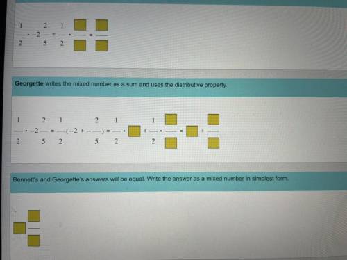 Two students use different methods to solve this multiplication problem:

1/2 • -2 2/5
Read each o