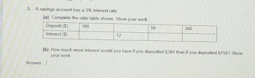 How much interest would you have if you deposited $200 that if you deposited $150? ​