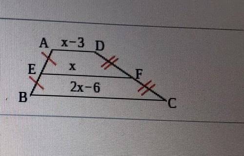 I need to find what x is but x-3 is the lowest number x is the middle number and 2x-6 is the bigges