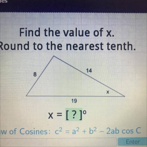 Find the value of x.Round to the nearest tenth.