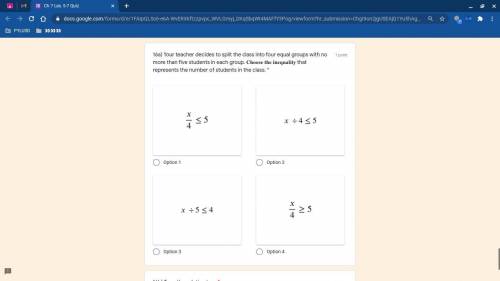 I NEED THIS RN AS FAST AS POSSIBLE! Your teacher decides to split the class into four equal groups