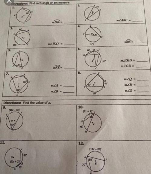 Find each angle or arc measure.