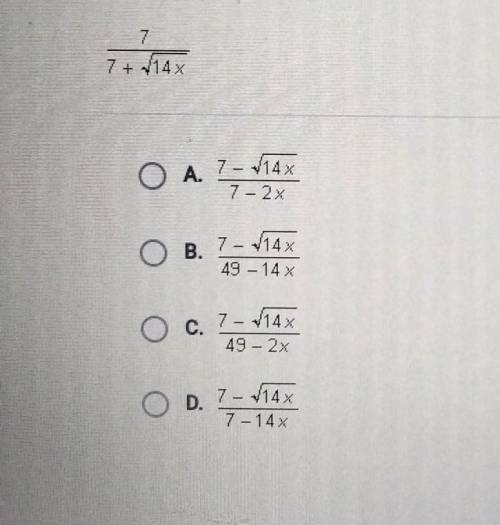 Which choice is equivalent to the fraction below when x is an appropriate value? Hint: Rationalize