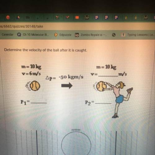 Determine the velocity of the ball after it is caught....