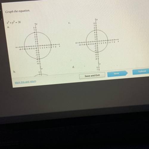 Graph the equation x squared plus y squared equal 36