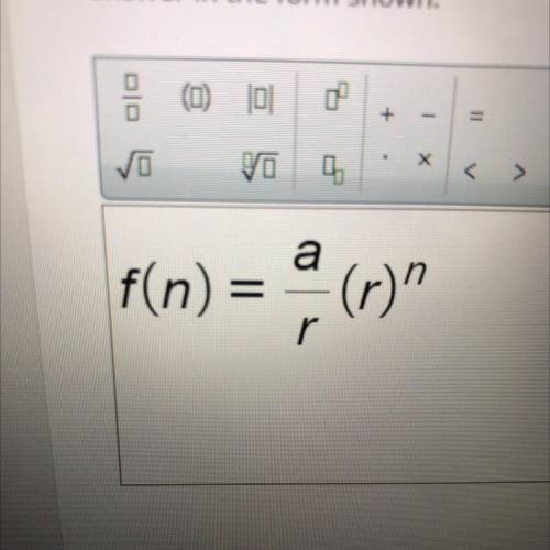 Enter the correct answer in the box.

The explicit formula for a certain geometric sequence is Ms)