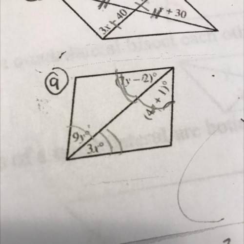 Can someone help me on #9? I need to find x and y on a parallelogram. I’ll award 13 points!!!