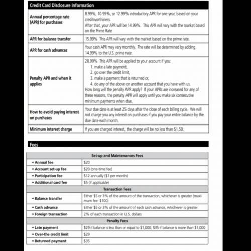 1. What is the annual percentage rate (APR) for this credit card?

2. For cash advances what is th