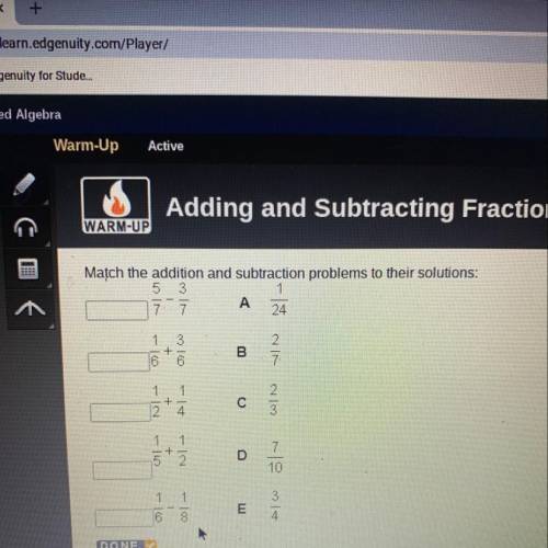 Match the addition and subtraction problems to solutions