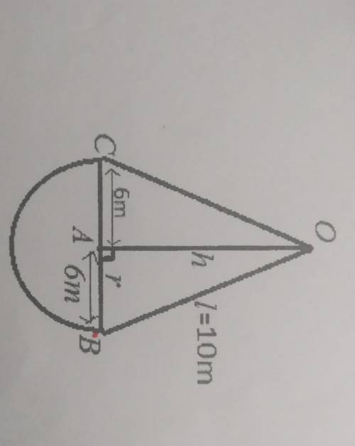 Adjacent figure is triangular in shape and is semicircular at the bottom. Find the total

13area o