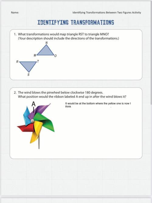 What transformations would map triangle RST to triangle MNO?

 (Your description should include th