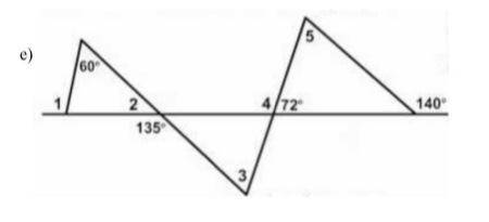 Please help this is due today!

Calculate the unknown missing angle measures.
Do not answer this w