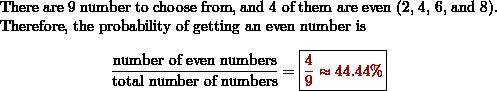 suppose you select a number at random from the sample space. Find the probability. P(the number is p