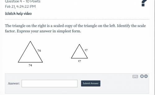 The triangle on the right is a scaled copy of the triangle on the left. Identify the scale factor.