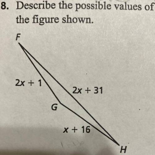 Describe the possible values of x in the figure shown