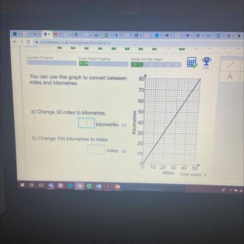 You can use this graph to convert between

miles and kilometres.
80
-od
70
60
a) Change 30 miles t