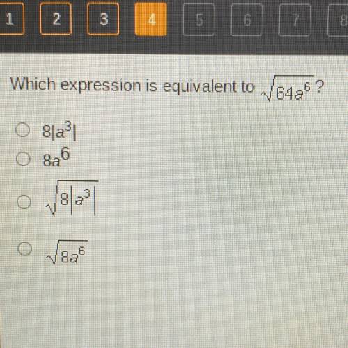 Which expression is equivalent to V64a^6 ?