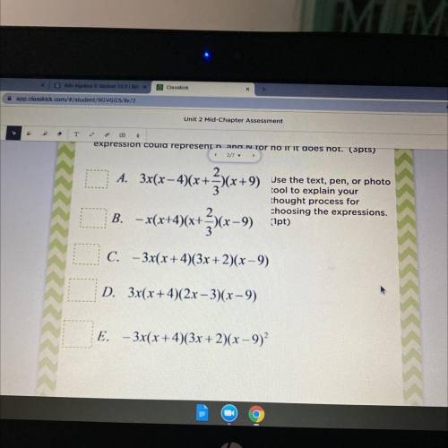 2. The polynomial p is a function of x. The graph of p has four

zeros at -4,-2/3, o, and 9. For e