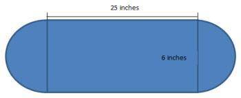 The figure below shows two half-circles at the ends of a rectangle with the dimensions shown.

Whi