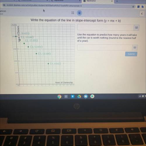 Will give brainliest! What is the equation of the line in slope-intercept form?