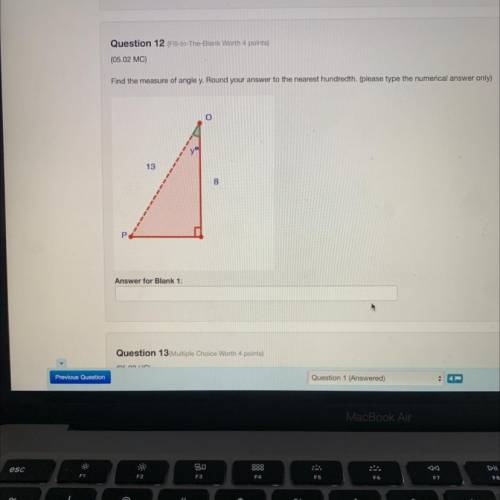 (05.02 MC)

Find the measure of angle y. Round your answer to the nearest hundredth. (please type