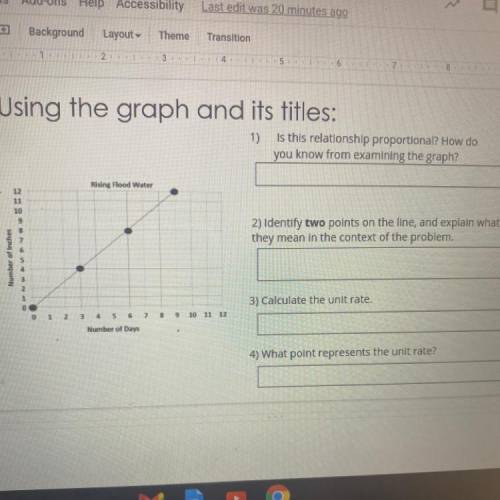 Using the graph and its titles:

1)
Is this relationship proportional? How do
you know from examin