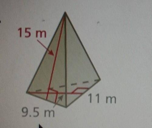 Find the surface area of the pyramid. The side lengths of the base are equal. ​