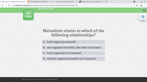 Mutualism relates to which of the following relationships?